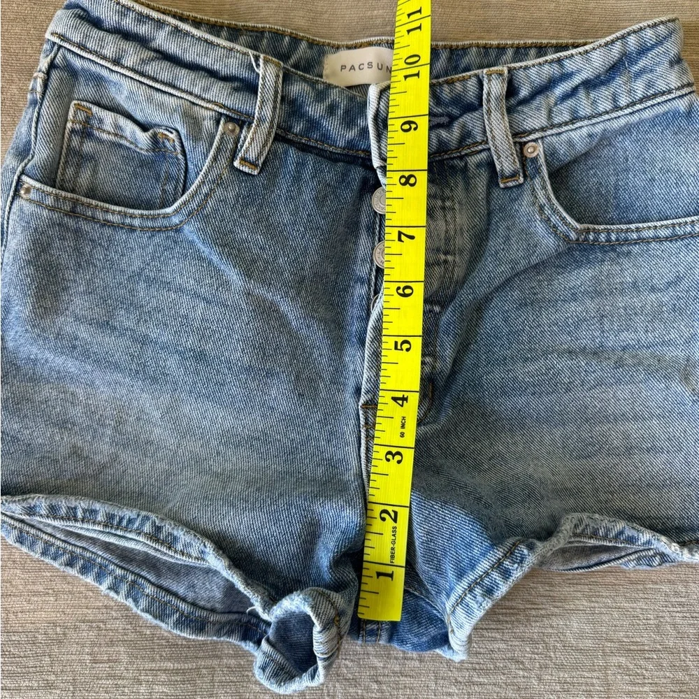 PacSun High Rise Festival Denim Shorts Size 24 | Button Fly Blue Jean Cutoffs